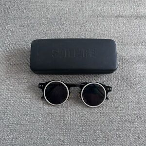 Spitfire Black and Silver Round Circle Steampunk Sunglasses